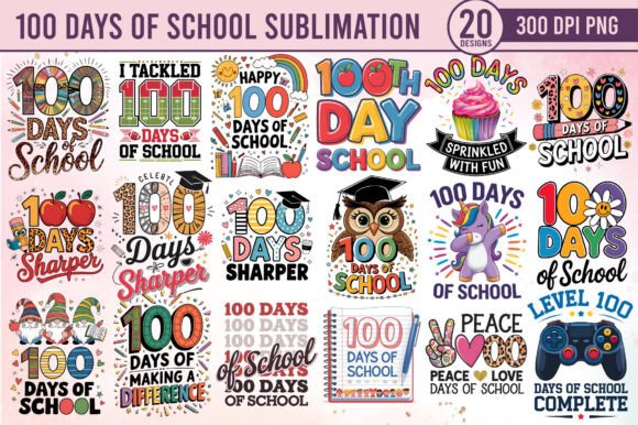 100 Days of School Sublimation Bundle: Graphics for Crafts