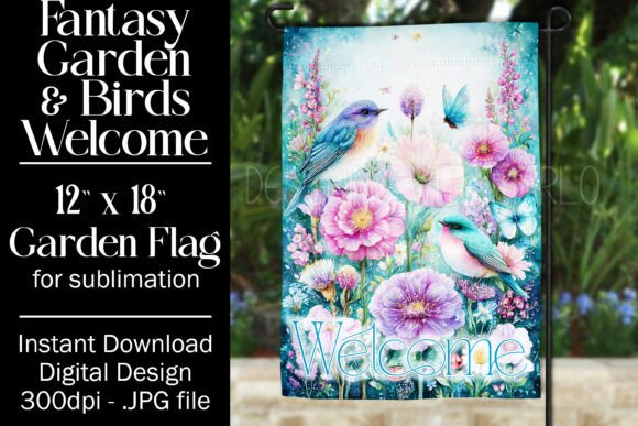 Fantasy Bird Flag: Graphics for Crafts