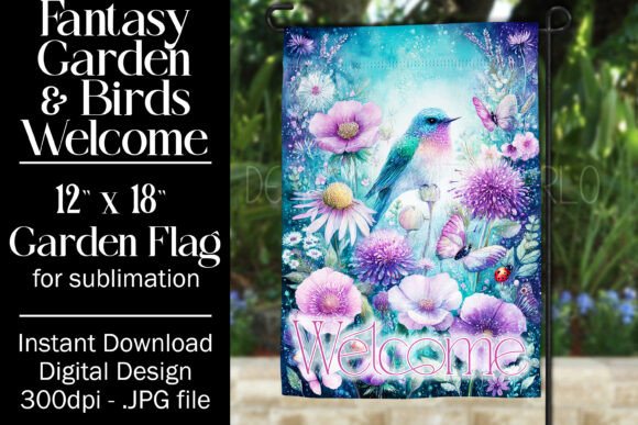 Fantasy Bird Garden Flag Sublimation 14 Graphics & Crafts
