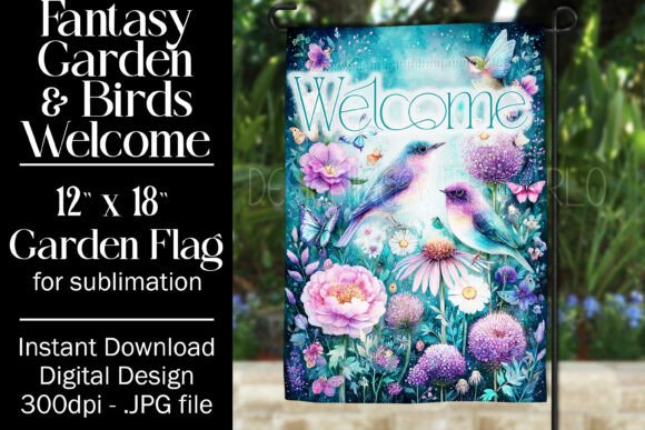 Fantasy Bird Garden Flag Sublimation 7 Graphics & Crafts