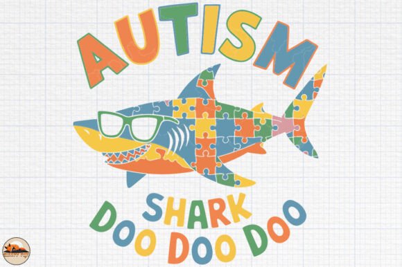 Funny Autism Shark Puzzle Awareness Day Graphics for Crafts