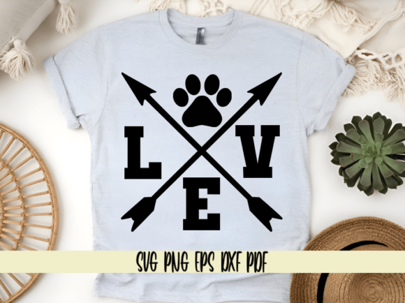 Love with Paw Print Graphics for Crafts