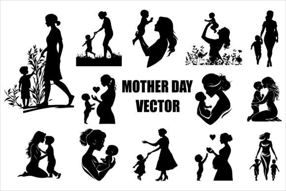 Mother's Day Silhouette Vector Art for Crafts & Graphics
